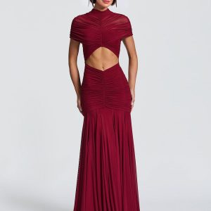 Mesh Short Sleeve Maxi Dress