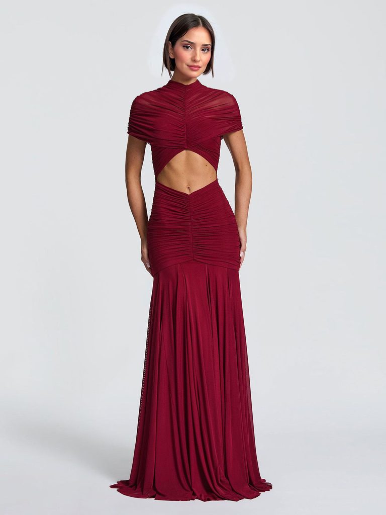 Mesh Short Sleeve Maxi Dress