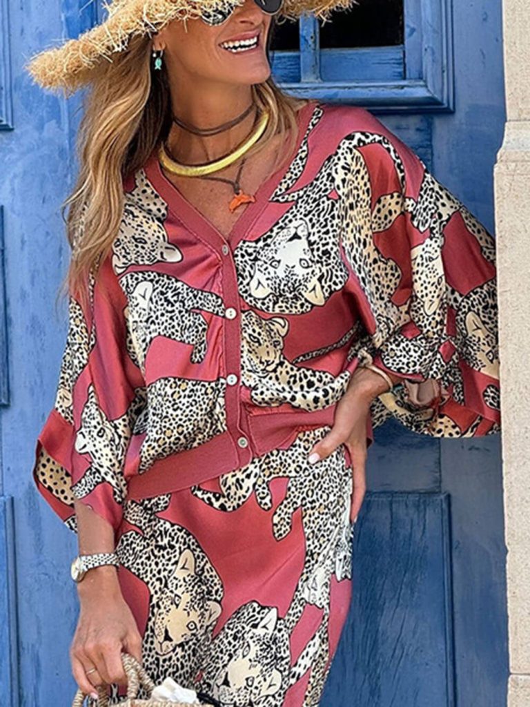 Printed Satin Loose Fit Blouse