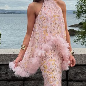 Printed Floral Halter Elegant Top
