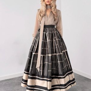 Printed Satin Elegant Two-Piece Set