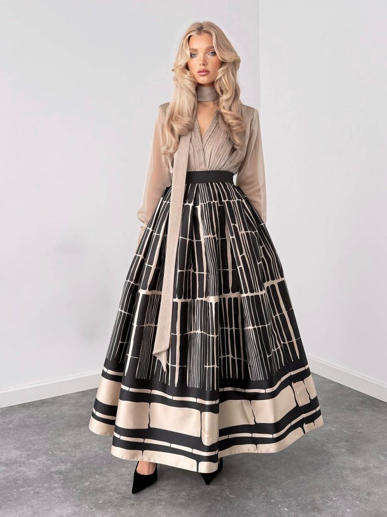Printed Satin Elegant Two-Piece Set
